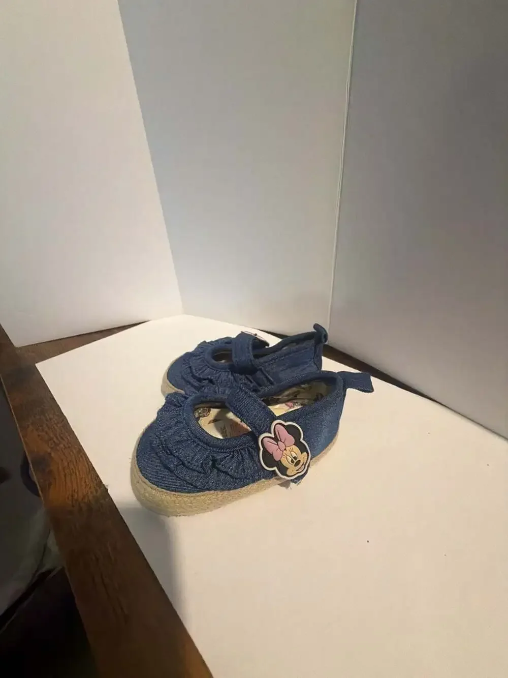 Disney Baby Minnie Mouse Daisy Duck Frilly Denim Shoes Size 6-9M